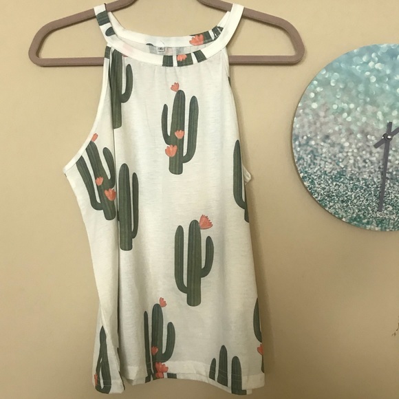 Tops - Desert Cactus Flower Round Neck Tank